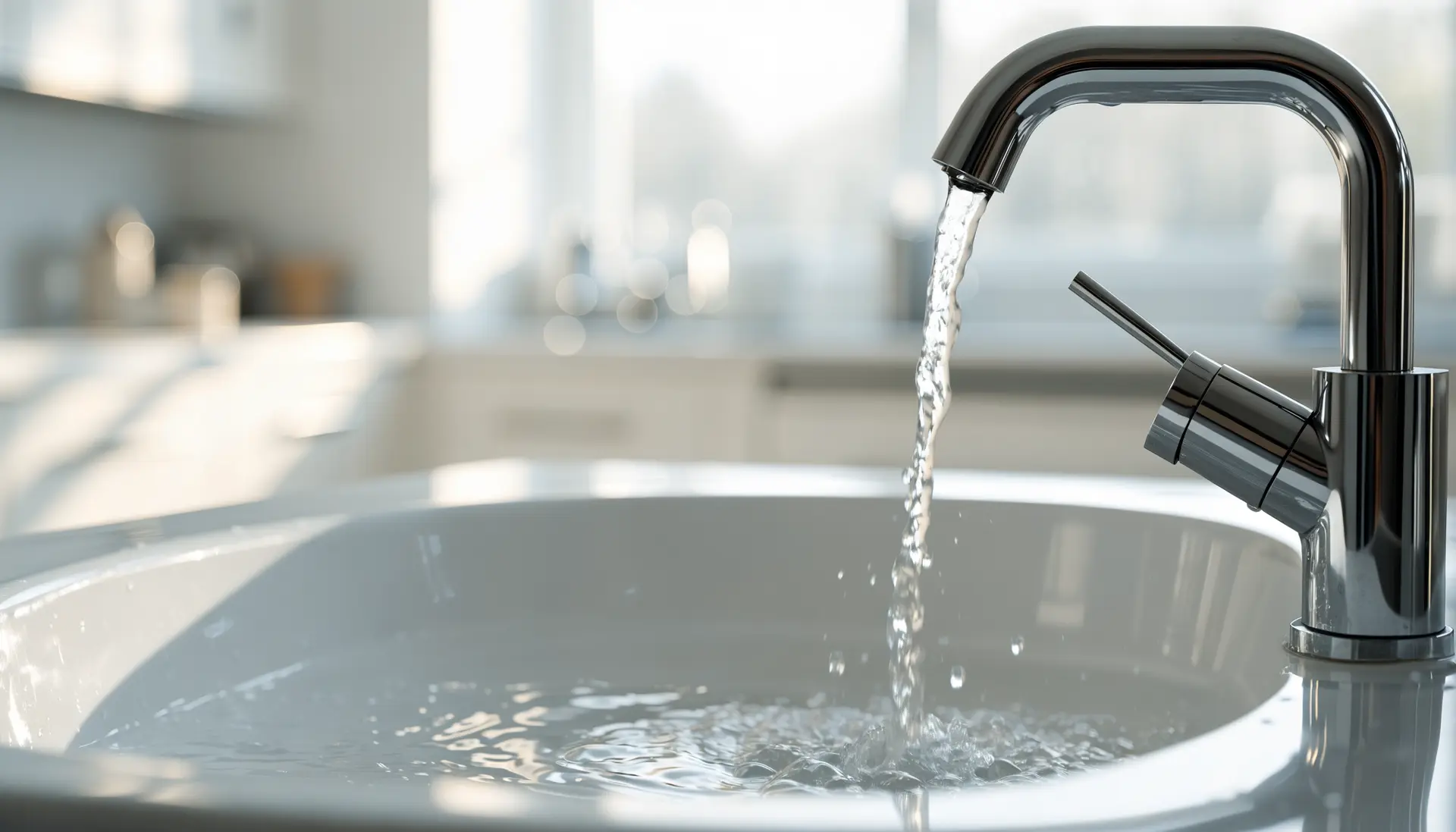 Water dripping from a chrome faucet